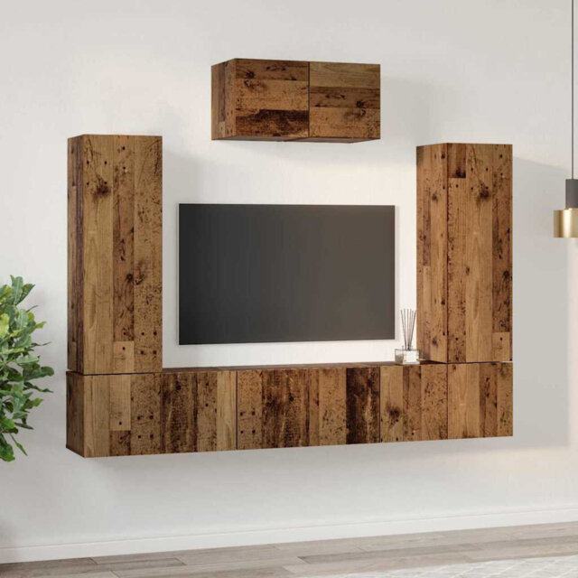 TV Cabinet Set 7 Pcs 180 X 30 X 120 Cm Engineered Wood