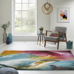 Abstract Machine Woven Multicolour Area Rug