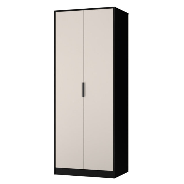 Bibek 2 Door Wardrobe in Mushroom Matt & Black