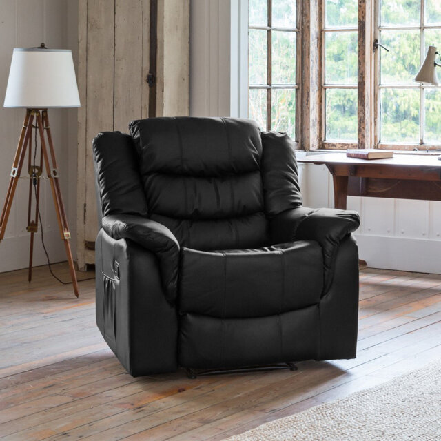 Sartin 94cm Wide Faux Leather Wall Recliner Standard Recliner