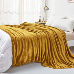 Reversible Faux Fur Mink Fleece Blanket Throw - Ultra Soft Plush Luxury Sofa & Bed Throw, Warm Light