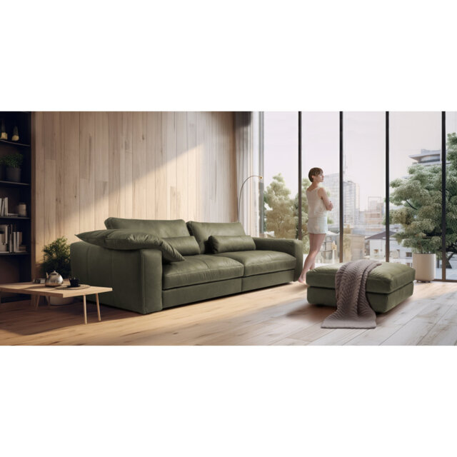 Parven 4 Seater Genuine Aniline Leather Big Sofa