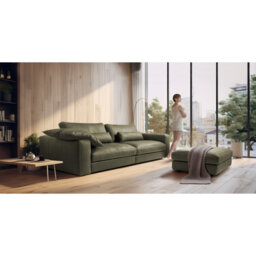 Parven 4 Seater Genuine Aniline Leather Big Sofa