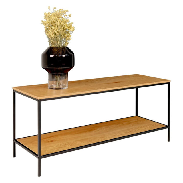House Nordic TV Stand With 2 Shelves Avery Oak And Black