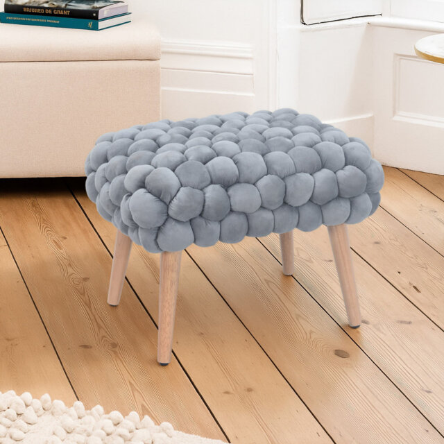 Aciel 56cm Wide Velvet Tufted Rectangle Geometric Shapes Footstool Ottoman
