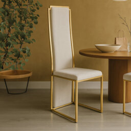 Karyn 46cm H Polyester Blend Upholstered Metal Cantilever Chair in Gold