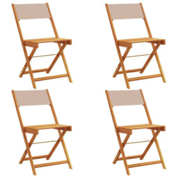 Vidaxl Folding Garden Chairs in Beige Fabric and Solid Wood