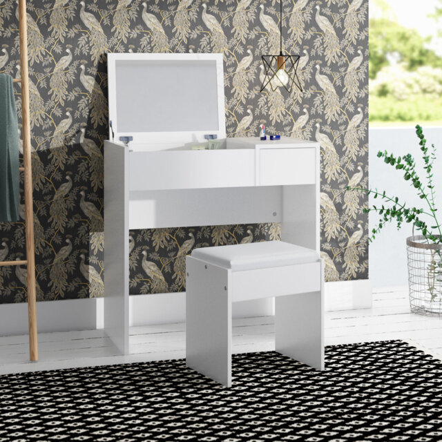 Copeland Dressing Table Set Stool Flip-up Mirror Drawer