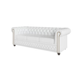Chesterfield  Sofa 3 Seater with Sleeping Function Made of Vegan Leather with Solid Wood Legs