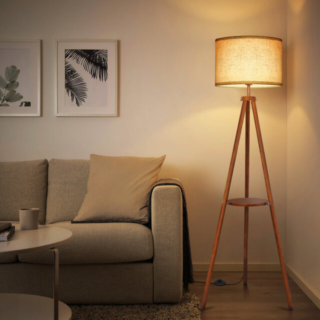 155cm Tripod Floor Lamp with Remote Control and 12W LED Light Bulb