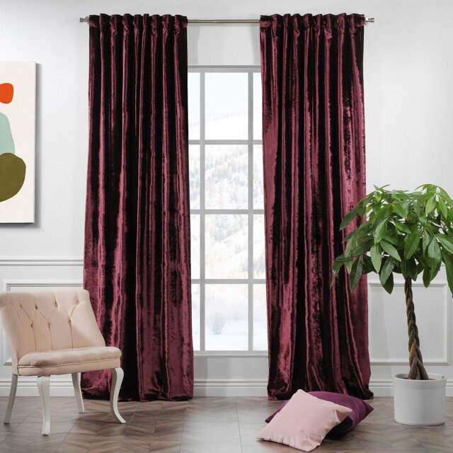 Blackout Thermal with Liner Extra Long & Extra Wide Shiny Velvet Decorative Curtain Panel