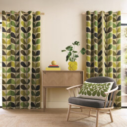 "Orla Kiely Multi Stem  Fully Lined Ready Made Floral Eyelet Curtains Fern 66x72"""