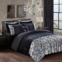 Santiago 3 Piece Crushed Velvet Duvet Cover Set Ultra Soft Luxurious and Easy Care Bedding