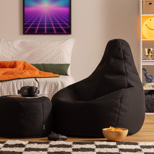 Dalton XL Mesh Recliner Bean Bag Chair & Footstool