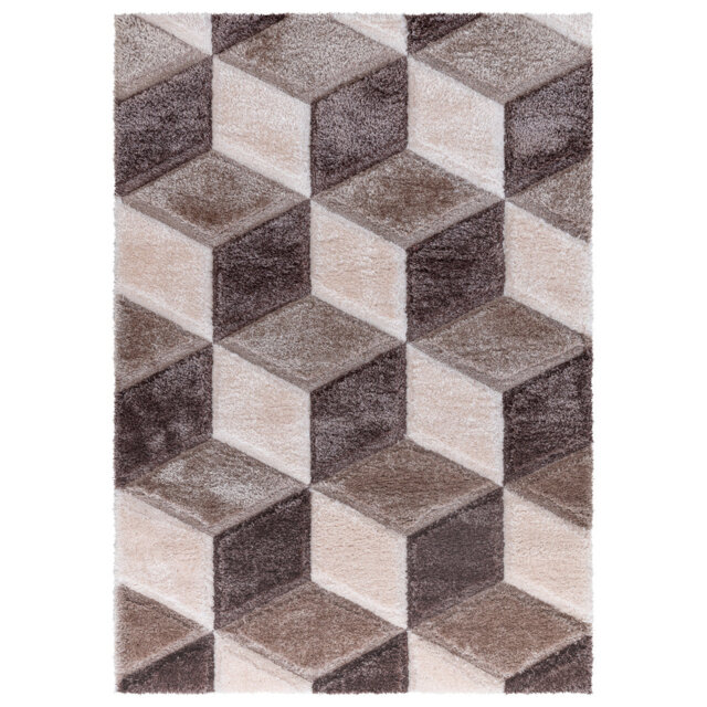 Shaggy Rug Beige Large Living Room Carpet & Extra Long Hallway Runner Modern Geometric Non Slip Bedroom Area Rug