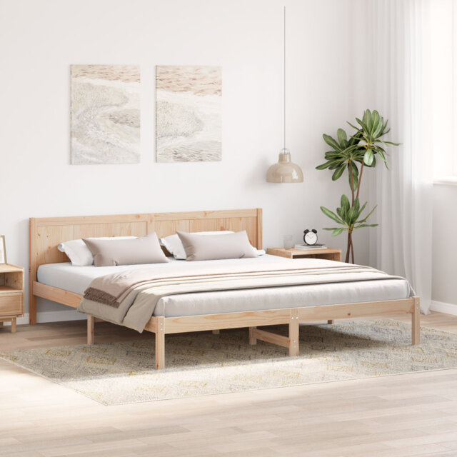 Vidaxl Pine Wood Bed Frame Natural Wood Solid Pine Wood 180 X 200 Cm