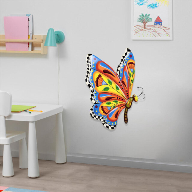 Handcrafted Metal Butterfly Wall Art â 16.5â Talavera Style Celestial Sculpture For Indoor And Outdoor DÃ©cor