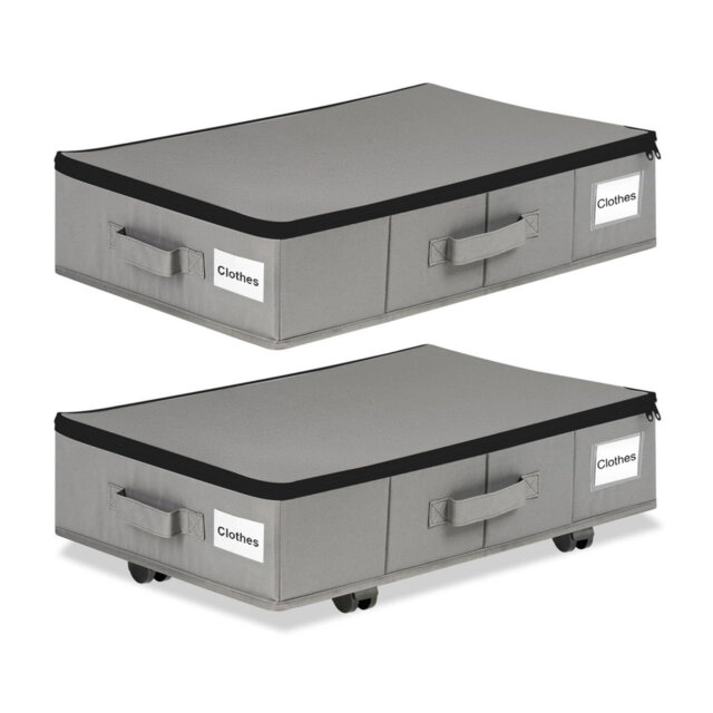 2-Pack Under Bed Storage Containers With Wheels & Lids, Foldable Dustproof Underbed Organizer Bags For Clothes, Shoes, Bedding, Home & Dorm