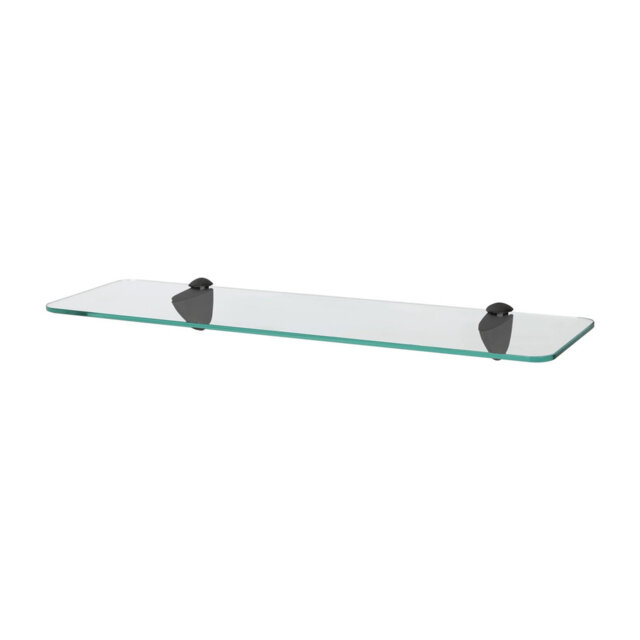 Harbour Housewares - Rounded Floating Glass Shelf with Metallic Brackets
