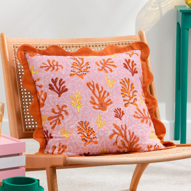 Coral Cushion Cover Abstract Square Throw Cushion Cover