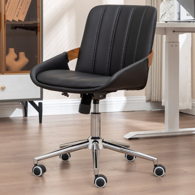 Home Office Chair - Upholstered Faux Leather Back Desk Chair, Ergonomic Executive Chair with Lumbar Support