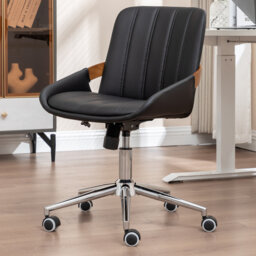Home Office Chair - Upholstered Faux Leather Back Desk Chair, Ergonomic Executive Chair with Lumbar Support