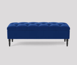 Alyana 180cm Wide Tufted Rectangle Ottoman Storage Bench - Upholstered Velvet Shoes Bench with Turned Wooden Legs