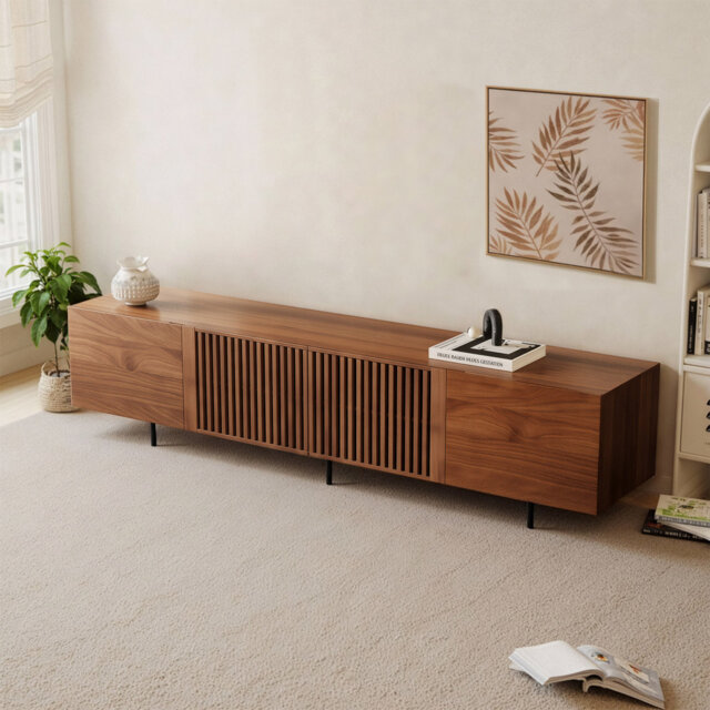 Retro TV Stand & Media Unit for Large TVs - Premium 1.8m or 2.4m TV Cabinet - Fits 75-100 Inch Televisions - Vintage Furniture with Cable Management H