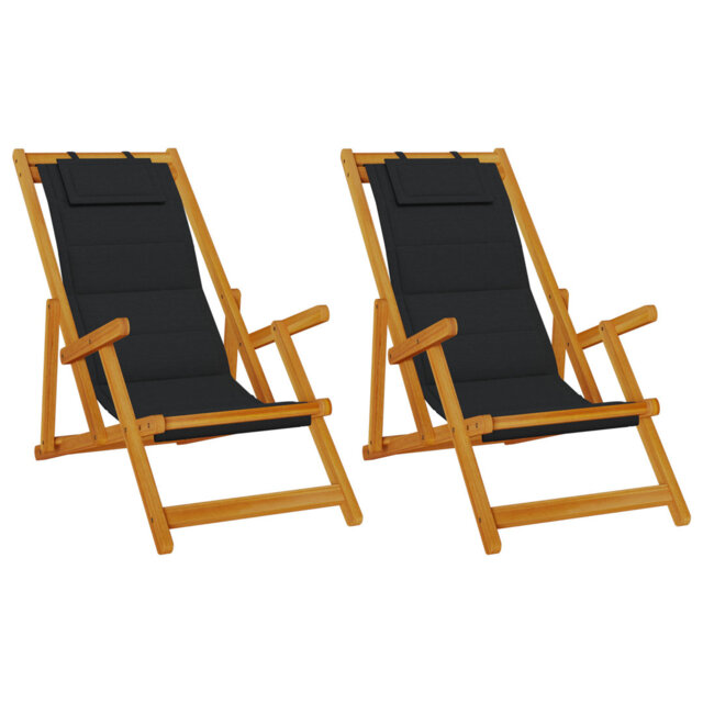 Beach Chair with Cushion Folding Solid Acacia Wood Garden Lounge Patio
