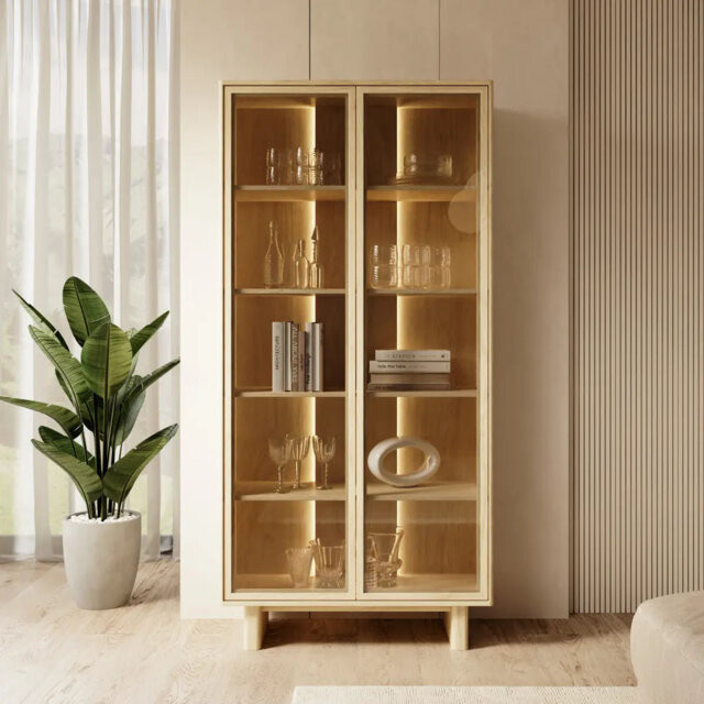 Nabu 94 Cm Tall Display Cabinet With 2 Glass Doors