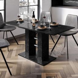 Extendable Dining Table With Marble Effect WILD MINI Small Extending Table 100-140 For 4 Seater