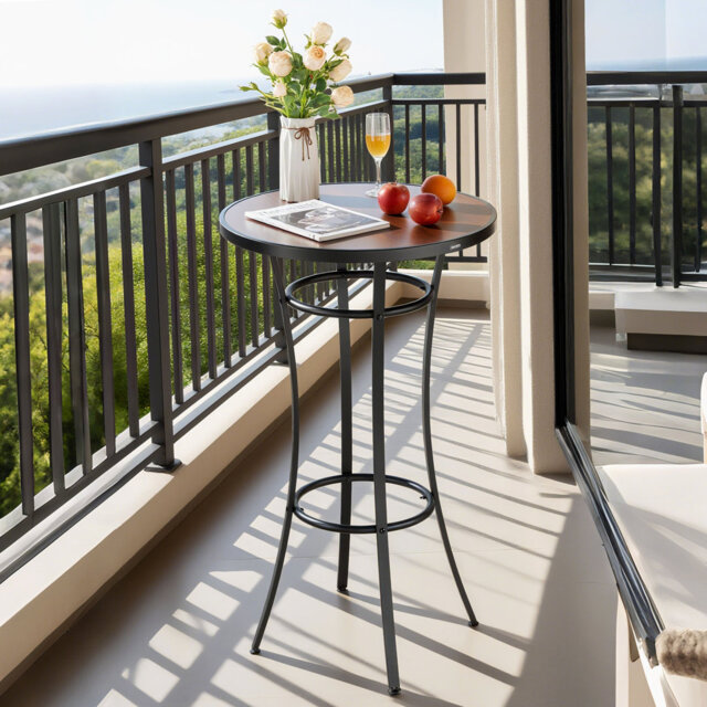 Outdoor Round Bar Table, 23.7 in Counter Bar Height Bistro Table, Patio Dining Tables with Easy-to-Clean Top & Sturdy Metal Frame, Indoor High Top Pub