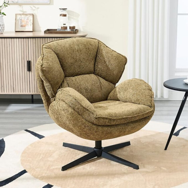 Accent Chair Chenille Fabric Modern Occasional Tub Chair Elegant Leisure Chair for Bedroom Living Room