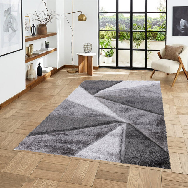 Todi Rug Carpet Runner Mat Geometric Machine Tufted Shag Indoor / Outdoor Area Rug