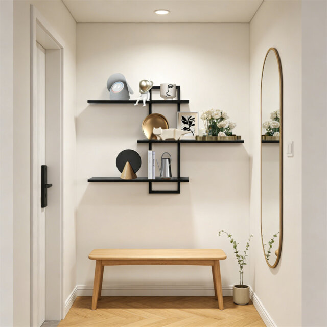 3 Tier Wall Shelves, Modern Decorative Floating Shelf, Wood Storage Display Shelving For Plants Photos Living Room Bedroom Kitchen Home Office