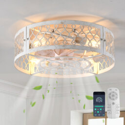 50cm Farmhouse Reversible Caged Ceiling Fan with Light Kit and Remote