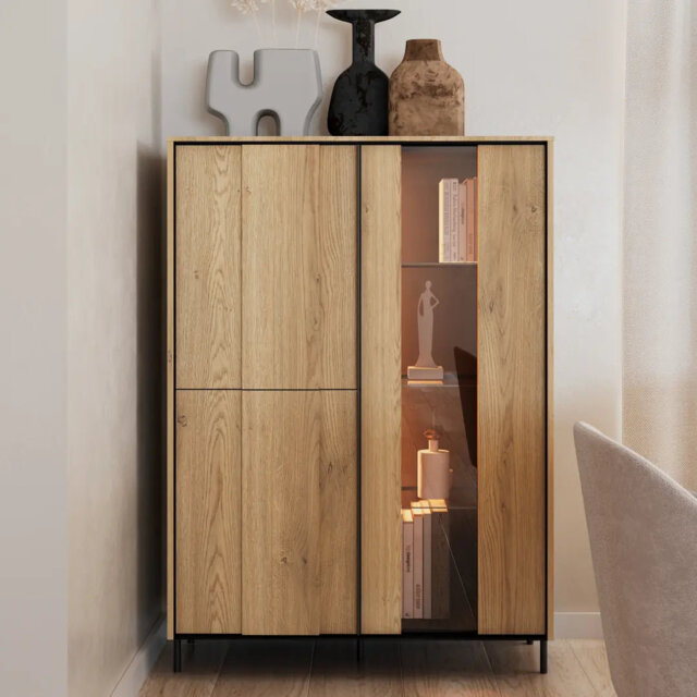 Sophisticated Betros 02 Display Cabinet 99cm - Stylish Storage with Ambient Lighting