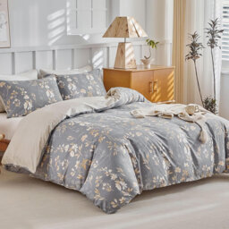 Microfiber Floral Duvet Cover with Pillowcases Included