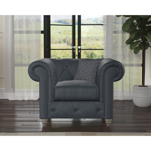 Melrose 115Cm Wide Tufted Genuine Leather Armchair
