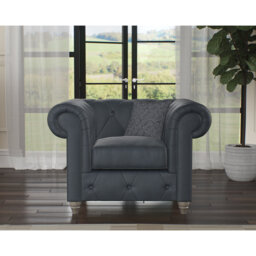 Melrose 115Cm Wide Tufted Genuine Leather Armchair