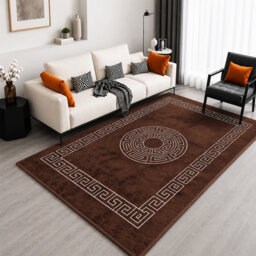 Vibe Large Area Rug Greek Design Carpet With PVC Backing Non-Slip Rug For Living Room, Hallway, Bedroom & Indoor/Outdoor Spaces