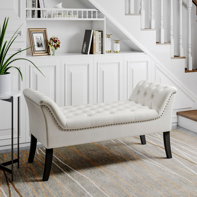 123cm Wide Rectangle No Pattern Footstool Ottoman