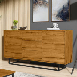 Vintage Loft Industrial Sideboard with Cabinet, Cupboard, and Drawers