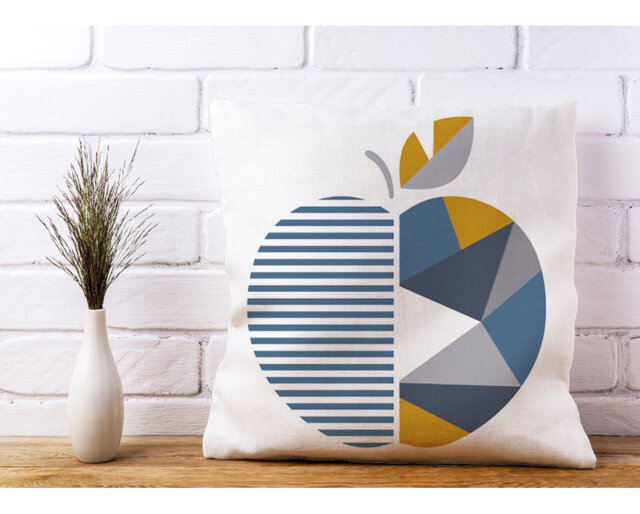 Lucienne Apple Geometric Square Throw Cushion