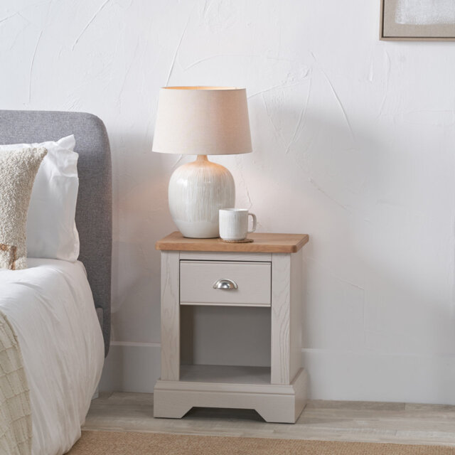 46cm W Solid + Manufactured Wood Bedside Table