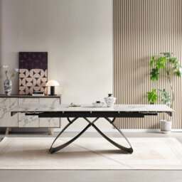 Extendable Metal Base Dining Table