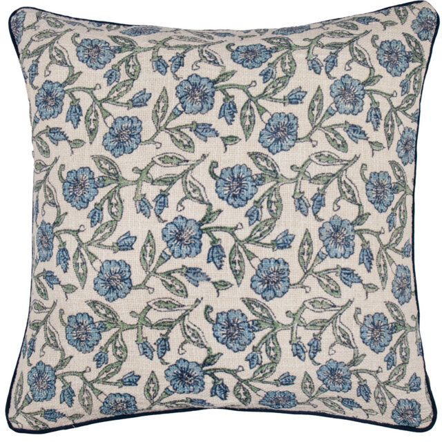 Delphine Floral Cotton Piped Polyester Filled Cushion