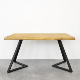 Ferriday Oak Solid Wood Top Metal Base Dining Table