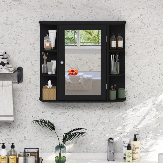 65mm W 64mm H Wall Mounted Required Framed Medicine Cabinet Mirror