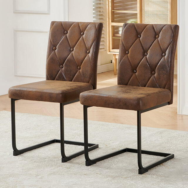 Denard Upholstered Cantilever Tufted Dining Chair with 8.5CM Thick Seat